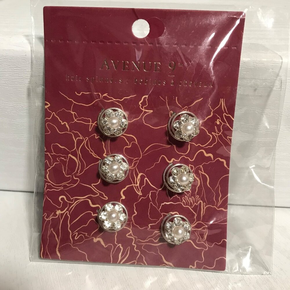 Avenue 9 Giftcraft Hair Spinners - Pearl & Rhinestone Set